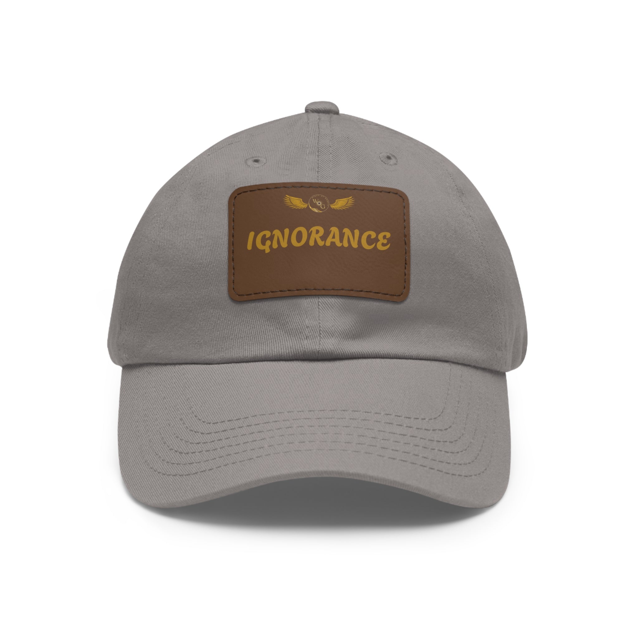Stylish Dad Hat with Leather Patch - 'IGNORANCE' - Casual Statement Cap