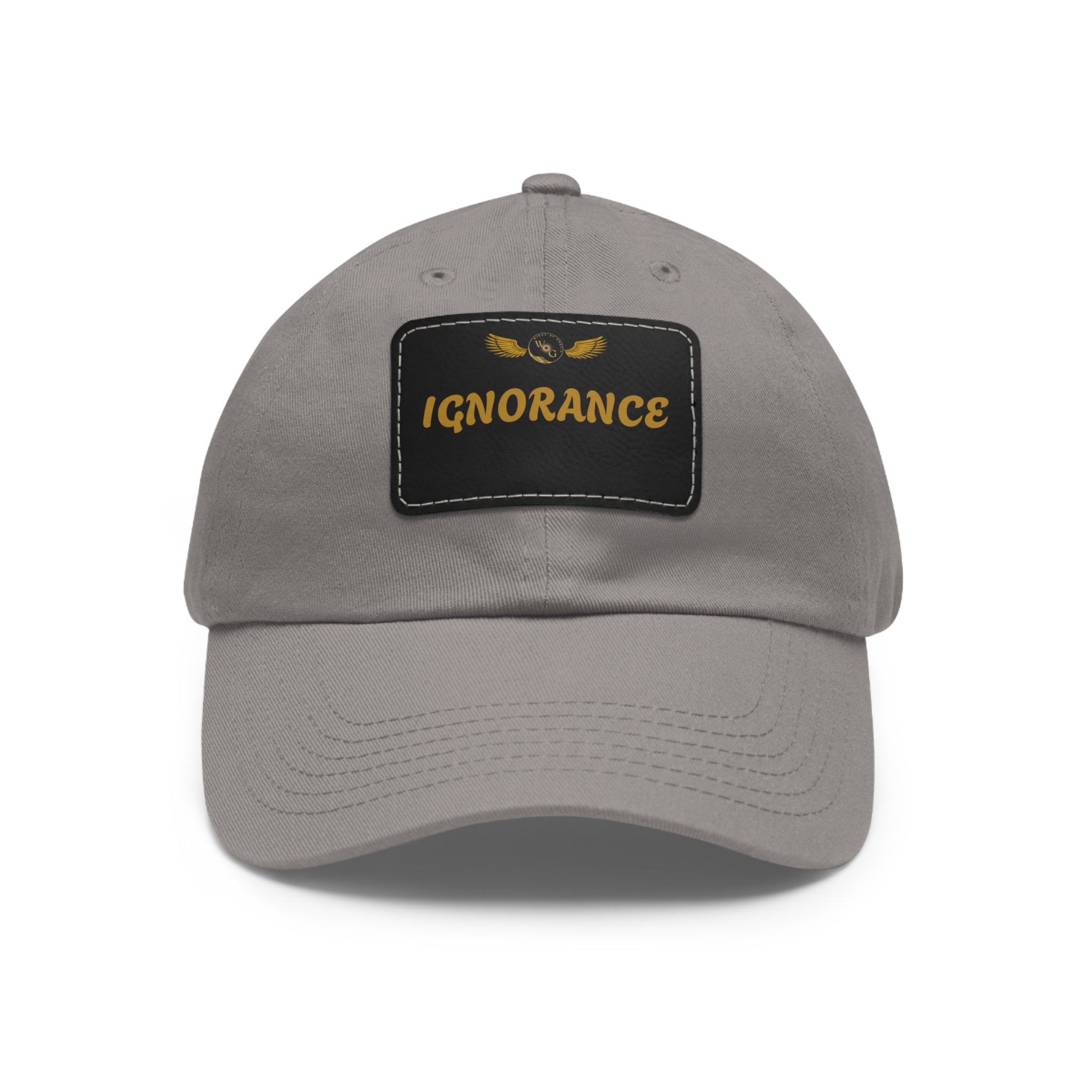 Stylish Dad Hat with Leather Patch - 'IGNORANCE' - Casual Statement Cap