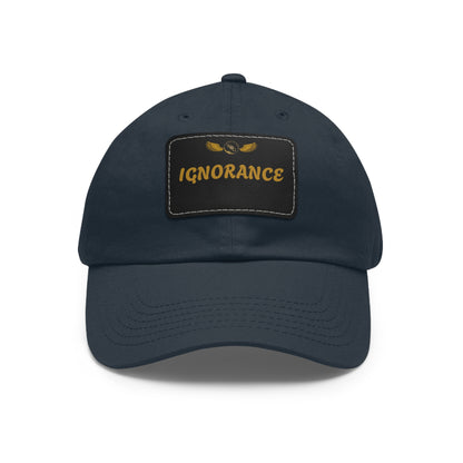Stylish Dad Hat with Leather Patch - 'IGNORANCE' - Casual Statement Cap