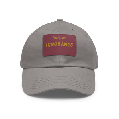 Stylish Dad Hat with Leather Patch - 'IGNORANCE' - Casual Statement Cap