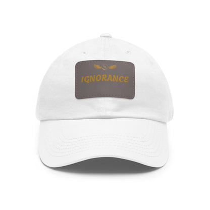 Stylish Dad Hat with Leather Patch - 'IGNORANCE' - Casual Statement Cap