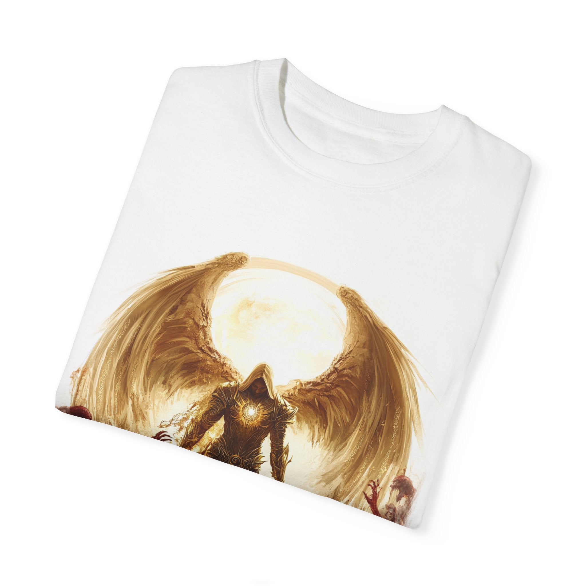 Unisex Garment-Dyed T-Shirt with Angelic Design |