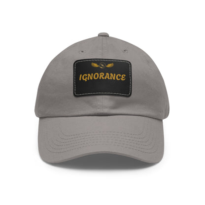 Stylish Dad Hat with Leather Patch - 'IGNORANCE' - Casual Statement Cap